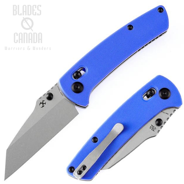 Kansept Main Street Crossbar Folding Knife, 154CM SW, G10 Blue, T1015V3